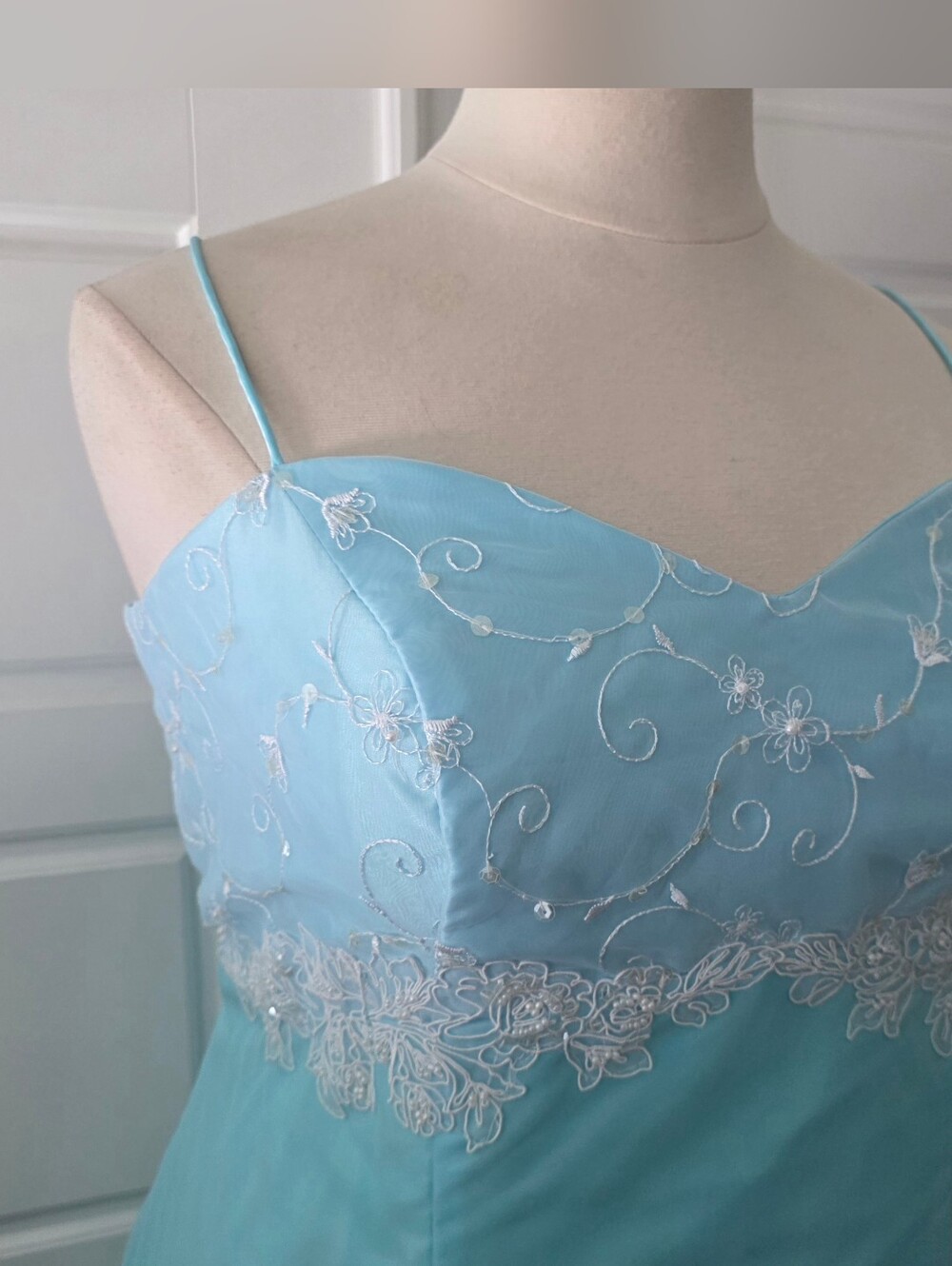 Blue A-line Chiffon Spaghetti Strap Formal Dress - Picture 2 of 7